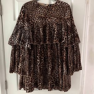 NWT Cheetah pleated mini dress